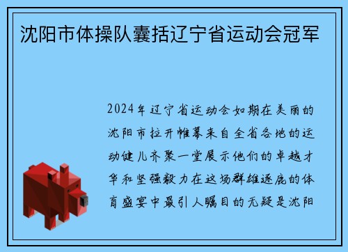 沈阳市体操队囊括辽宁省运动会冠军